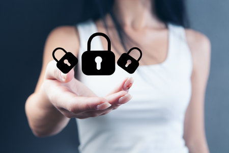 woman holding locks in handの写真素材