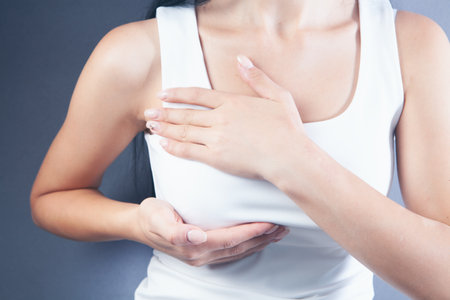 young girl has chest painの写真素材