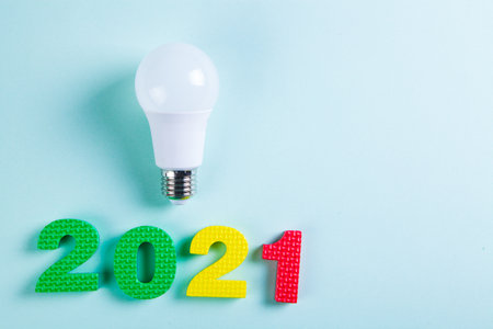 light bulb and number 2021