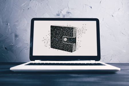 wallet on laptop. online depositの写真素材