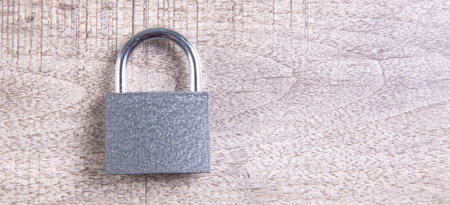 lock on a wooden table