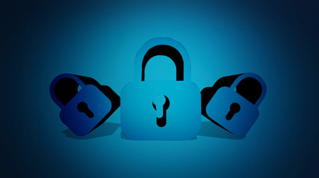 digital lock. computer security on a blue backgroundの写真素材