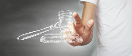 woman pressing judge gave iconの写真素材