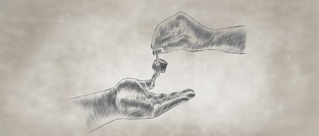 hand drawn handing over the keysの写真素材