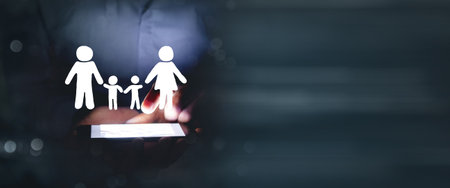 insurance and safety of people .protect the familyの写真素材