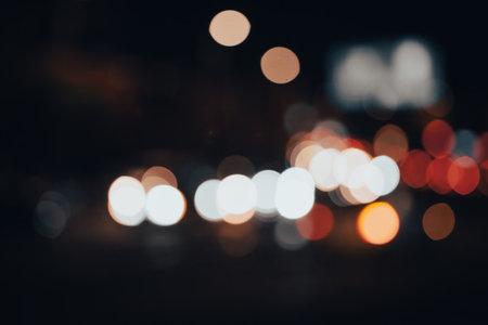 glare car headlights at nightの写真素材