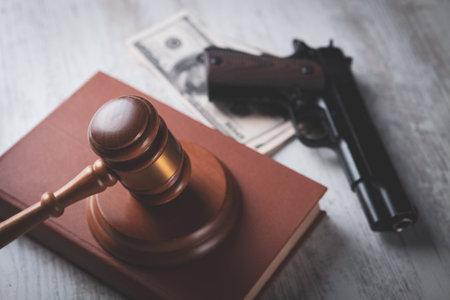 court gavel with a gun on the table
