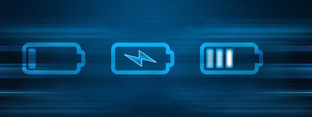 battery starts to recharge electricity, the concept of fast charging technologyの写真素材