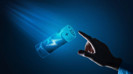 battery starts to recharge electricity, the concept of fast charging technologyの写真素材