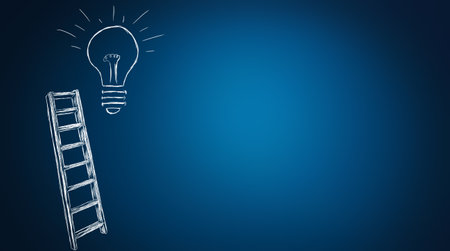 Creativity for business idea, thinking and brainstorming for new idea or opportunity, career path or goal achievementの写真素材