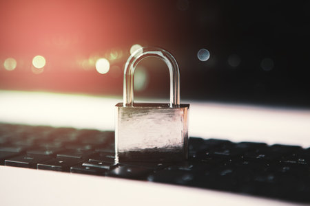lock on laptop. cyber security conceptの写真素材