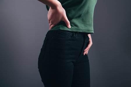 young woman has kidney painの写真素材