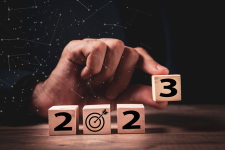 new year new goals and success in 2023の写真素材