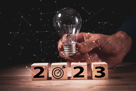 new year new goals and success in 2023の写真素材