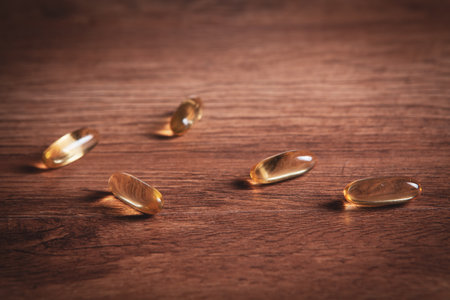 medicinal capsules on the tableの写真素材