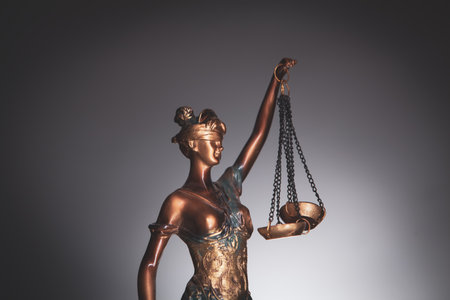 Legal and law concept statue of Lady Justice with scales of justiceの写真素材