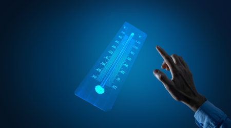 Mercury thermometer for determining the indoor temperatureの写真素材