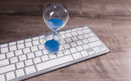 laptop keyboard, concept of time spent online.の写真素材