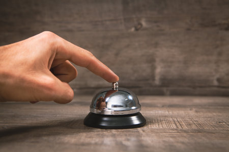 Service bell on hotel receptionの写真素材