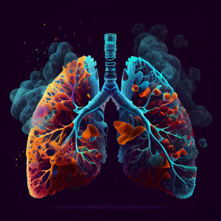 Respiratory system, lungs of smoking people. generative aiの素材