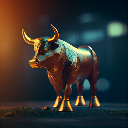 Stock market, gold bull market trading concept, generative aiの素材