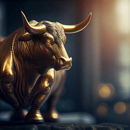 Stock market, gold bull market trading concept, generative aiの素材