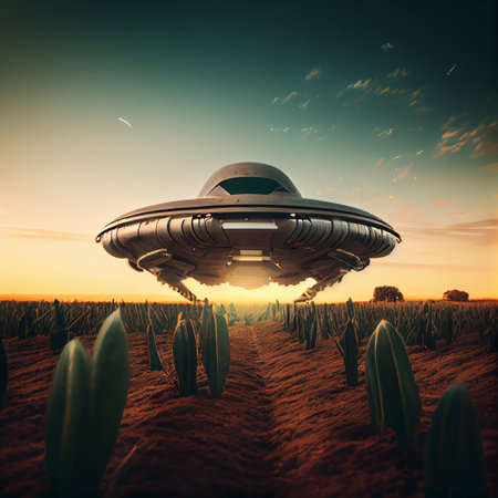 Ufo landing at a field, generative ayiの素材