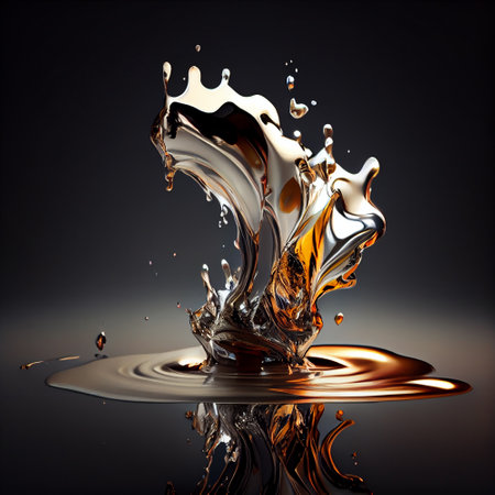 Liquid precious metal silver chrome splash effect.generative aiの素材