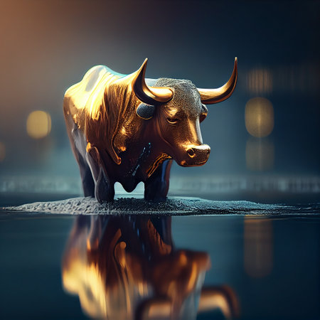 Stock market, gold bull market trading concept, generative aiの素材