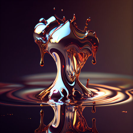 Liquid precious metal silver chrome splash effect.generative aiの素材