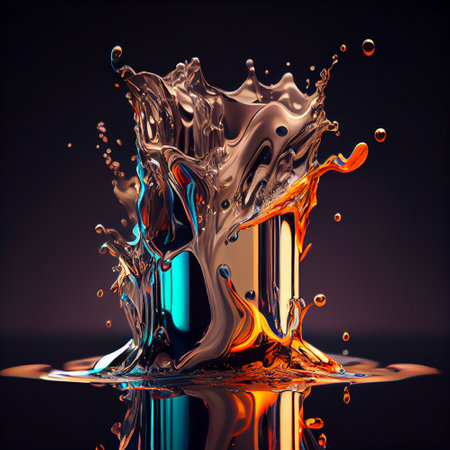 Liquid precious metal silver chrome splash effect.generative aiの素材