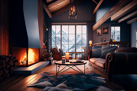 room interior in 3d .Generative AIの素材