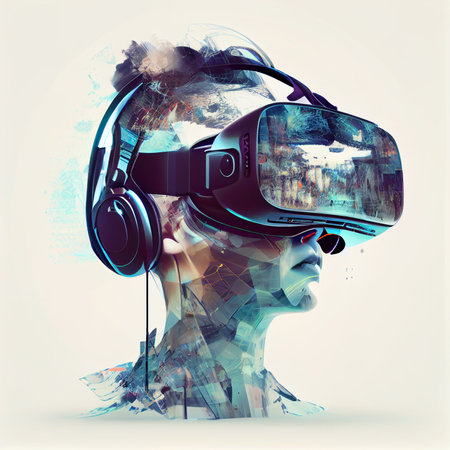 illustration of Metaverse concept and virtual world .Generative AIの素材