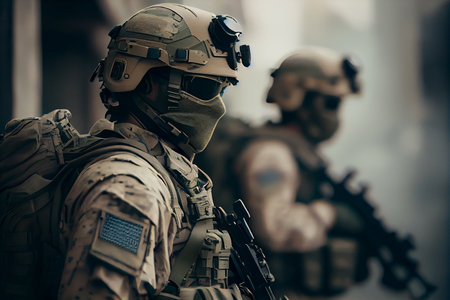 modern warfare soldiers moving forward ,generative aiの素材
