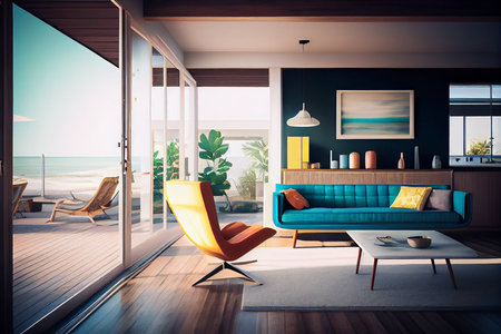 room interior in 3d .Generative AIの素材