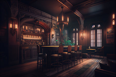 Interior of ancient library.generative aiの素材