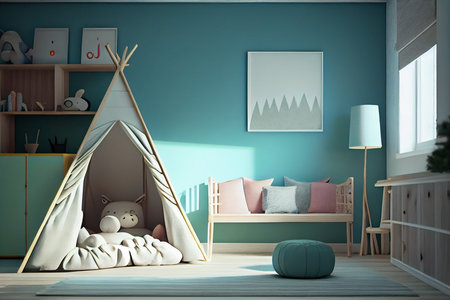 children's room with furniture.generative aiの素材