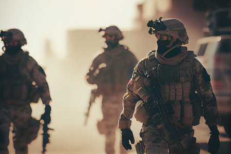 modern warfare soldiers moving forward ,generative aiの素材