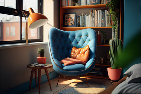 Apartment reading nook in mid .generative aiの素材
