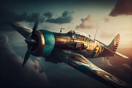 WWII plane in the sky.generative aiの素材