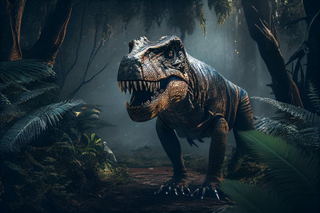 tyrannosaur rex in the jungle. generative aiの素材