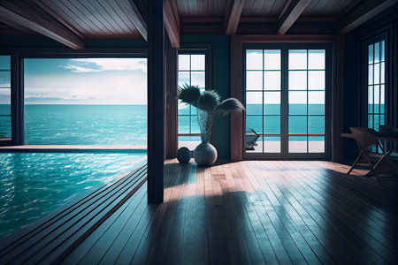 ocean and pool view room. generative aiの素材