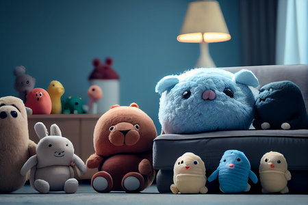 room with plush toys advertising banner background.generative aiの素材