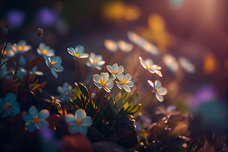 Spring flowers, soft bokeh background..generative aiの素材