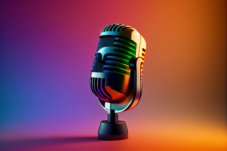 Studio microphone illustration for podcast.generative aiの素材
