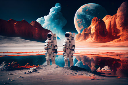 astronauts on another planet made with. generative aiの素材