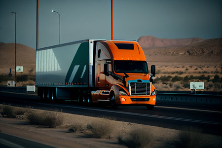Truck On Freeway Generative aiの素材