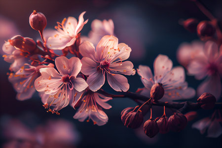 Beautiful spring cherry blossom banner created with.generative aiの素材