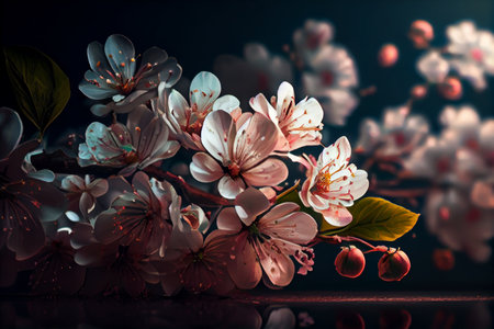 Beautiful spring cherry blossom banner created with.generative aiの素材