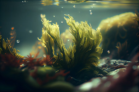seaweed in shallow ocean water.,generative aiの素材